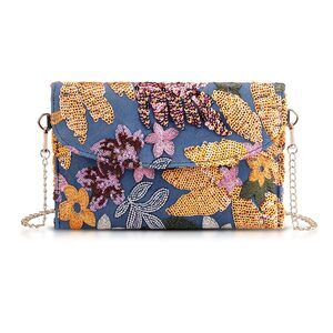 8736 Clutch Purses , Envelope Package, Sequin Embroidered Flowers Cowboys
